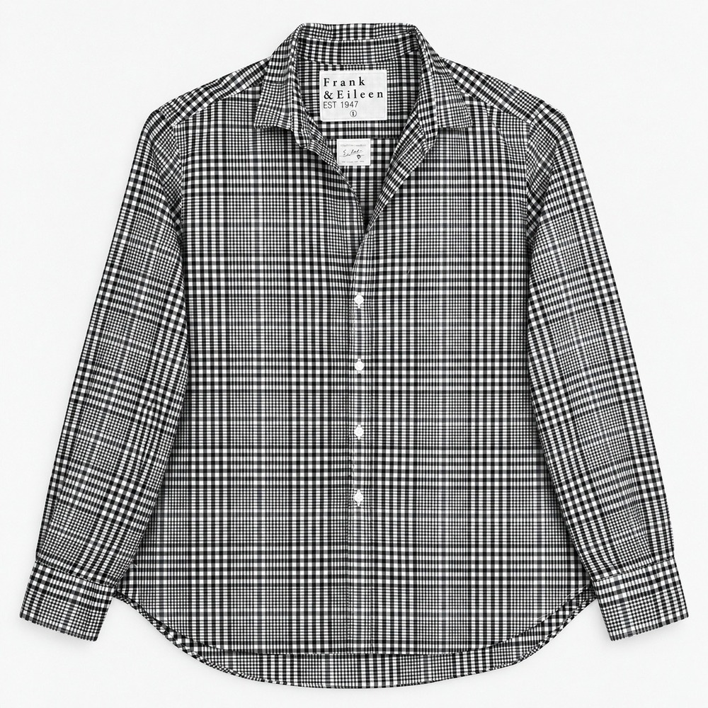 Frank & Eileen Eileen Shirt Womens Large Black White Check Italian Woven Classic